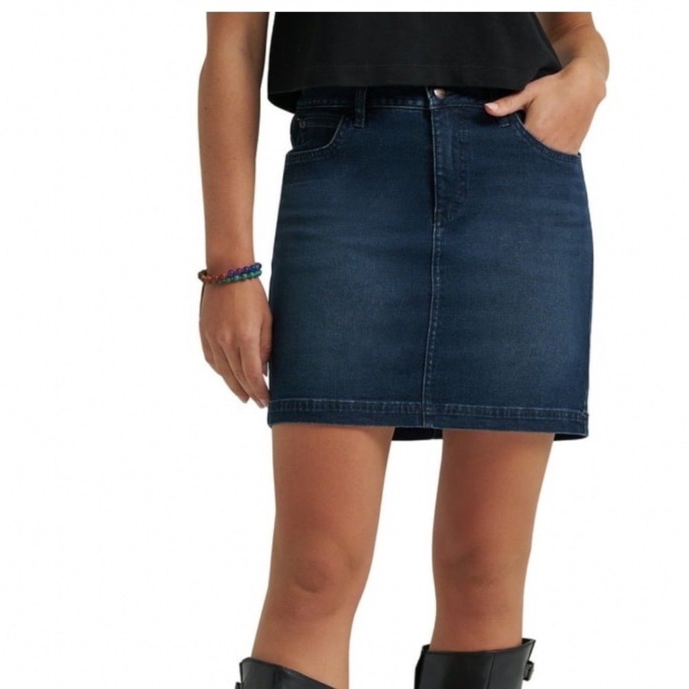Lee Womens Mid Rise Denim Skort Dark Form Blue Jean Mini Skirt 14 112380808